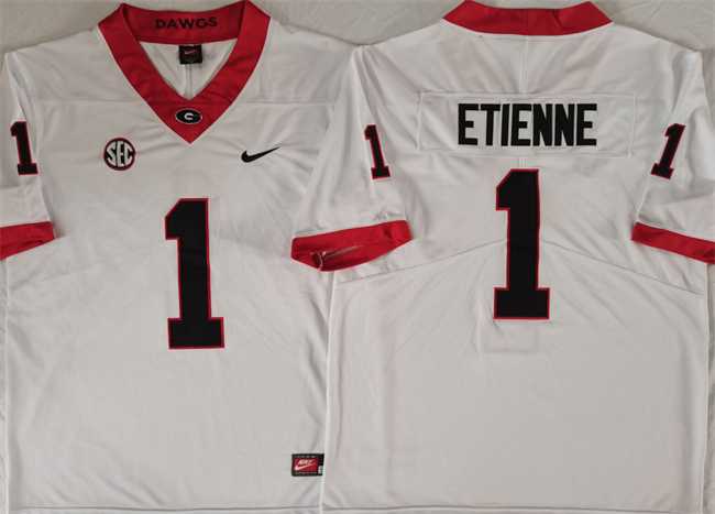 Men%27s Georgia Bulldogs #1 Trevor Etienne White Stitched Jersey->lsu tigers->NCAA Jersey
